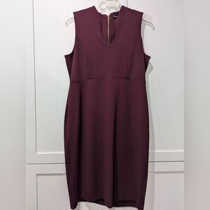 Nina Leonard Deep Burgundy Midi Dress Size XL